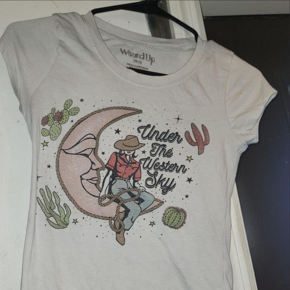 Wound Up White Short Sleeve Tee with Southwestern Graphic